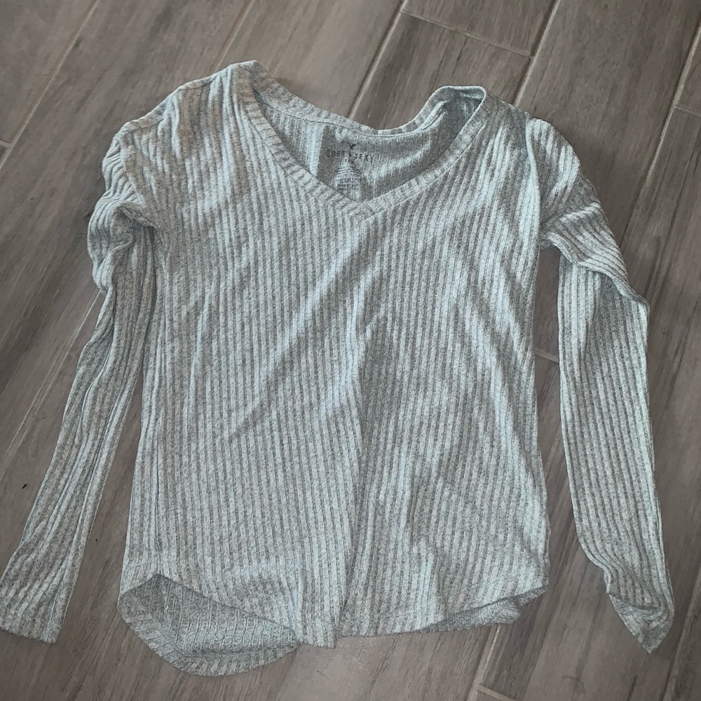 American Eagle Long Sleeve Teal V Neck